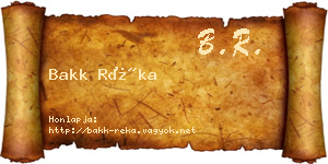 Bakk Réka névjegykártya